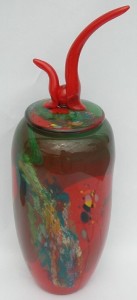 Blown Glass Lidded Vase