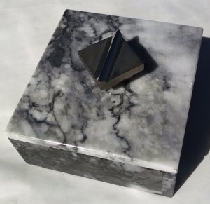 2. Marble Box w Machined Knob, Corporate Gifts, Logo Mark on Knob