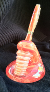 28. Blown Glass Pen Holder & Hand Made Pen