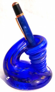 29. Blown Glass Pen Holder & Hand Made Pen