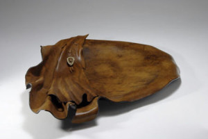 3. Sculpted Leather Bowl, Antler Accent (48)