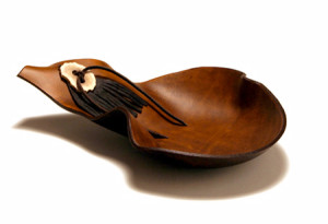 4, Freeform Leather Bowl, Antler accent