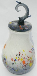 blow glass lidded vase