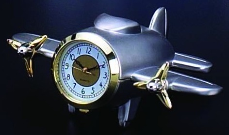 Airplane clock, nickel.