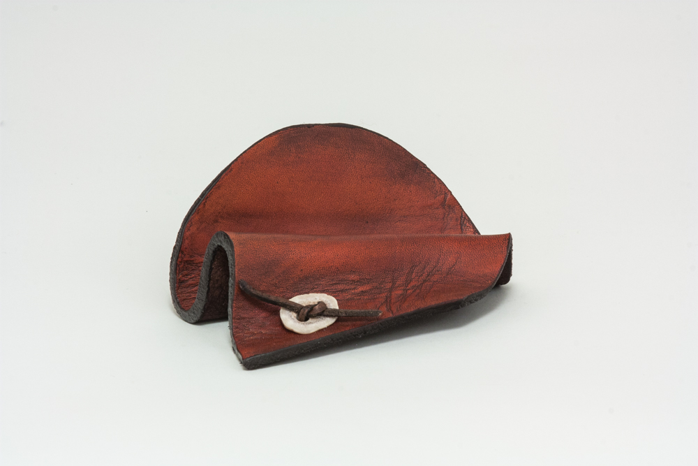 Brown Business Card Holder with Antler Button