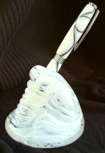 Blown Glass Pen Holder & Hand Made Pen