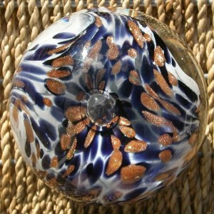 Copper & Navy Paperweight Blown