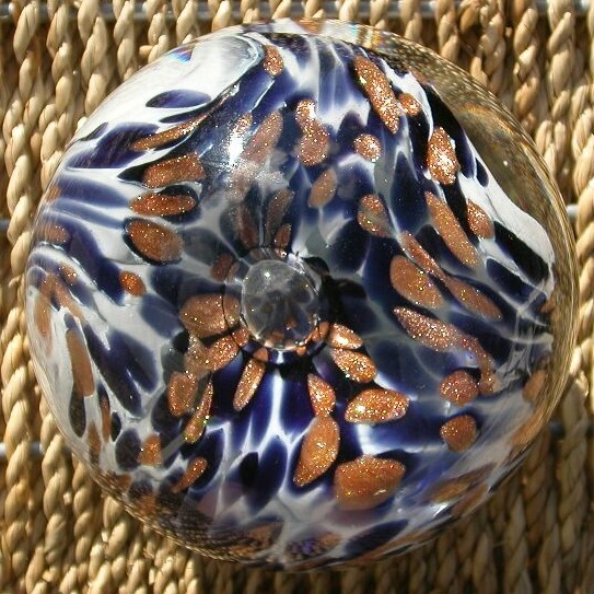 Copper and navy paperweight (blown)