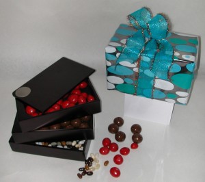 Spindle Box w food fill and gift wrapped