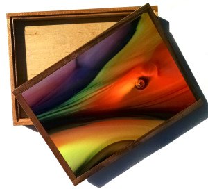 Wood Cigar Box, Photo Art Lid
