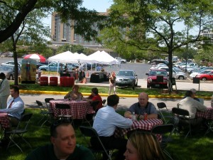 Tenants at Round Tables, Food in Bkgd