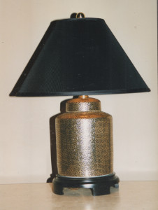 Gold lid jar Bl pleat shade